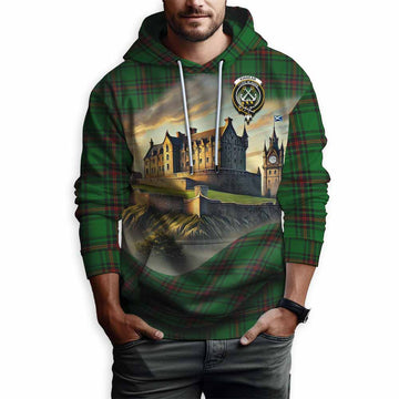Tartan Vibes Clothing Kinnear Tartan Family Crest Hoodie with Scottish Ancient Castle Style