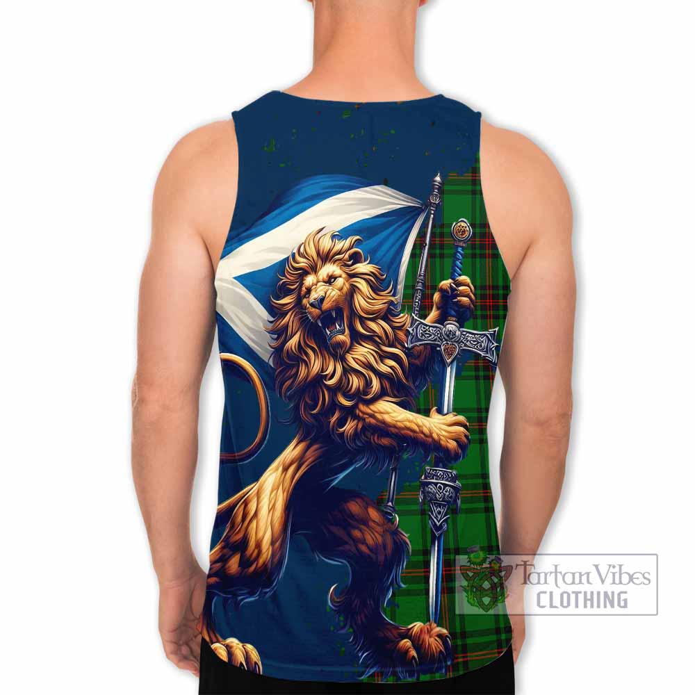 Tartan Vibes Clothing Kinnear Tartan Family Crest Men's Tank Top with Scottish Majestic Lion