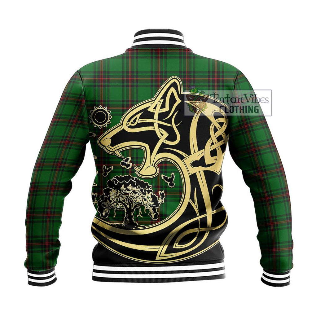 Kinnear Tartan Baseball Jacket with Family Crest Celtic Wolf Style - Tartan Vibes Clothing