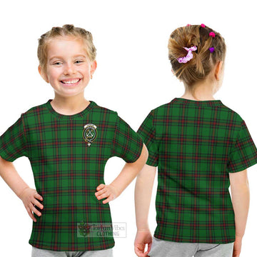 Kinnear Tartan Kid T-Shirt with Family Crest - Tartanvibesclothing Shop