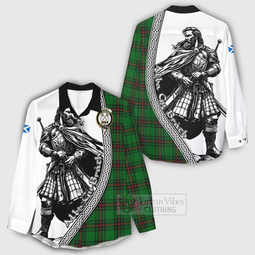 Tartan Vibes Clothing Kinnear Tartan Clan Crest Women's Casual Shirt with Highlander Warrior Celtic Style