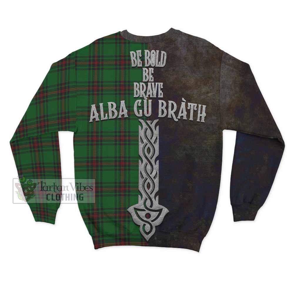 Tartan Vibes Clothing Kinnear Tartan Family Crest Sweatshirt Alba Gu Brath Be Brave Lion Ancient Style