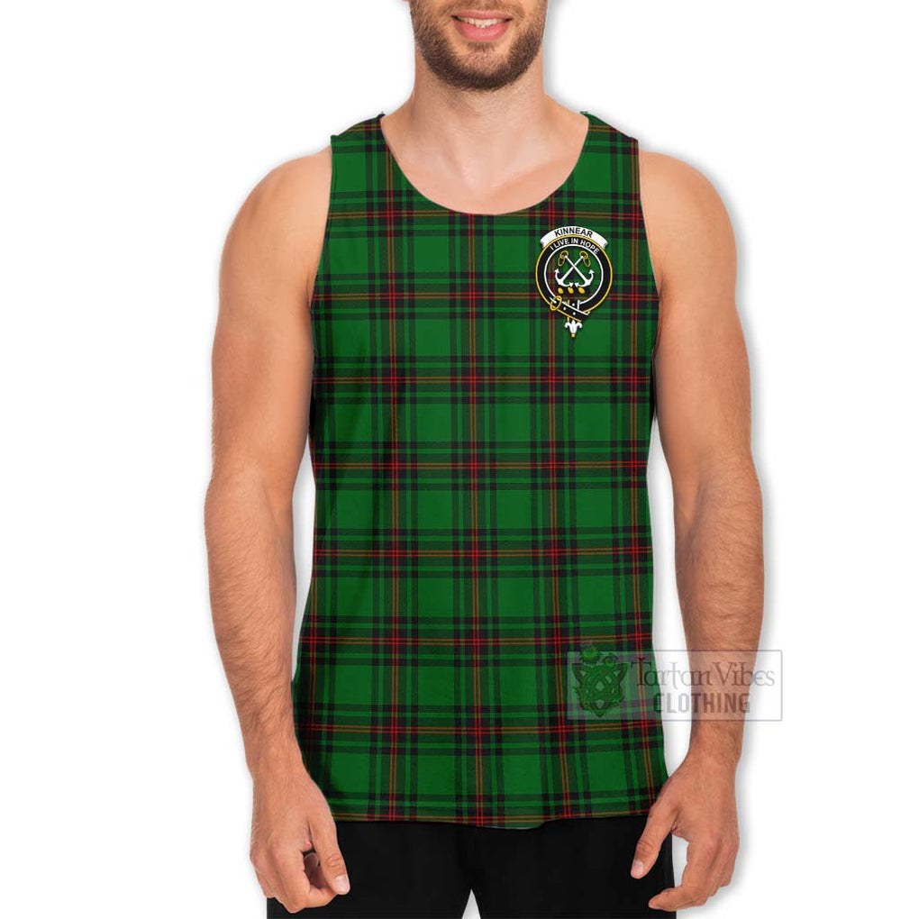 Tartan Vibes Clothing Kinnear Tartan Men's Tank Top with Family Crest Celtic Skull Style