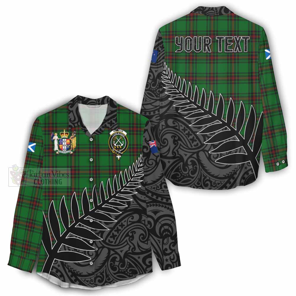 Tartan Vibes Clothing Kinnear Crest Tartan Women's Casual Shirt with New Zealand Silver Fern Half Style