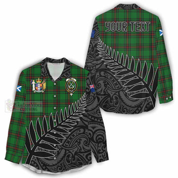 Tartan Vibes Clothing Kinnear Crest Tartan Women's Casual Shirt with New Zealand Silver Fern Half Style