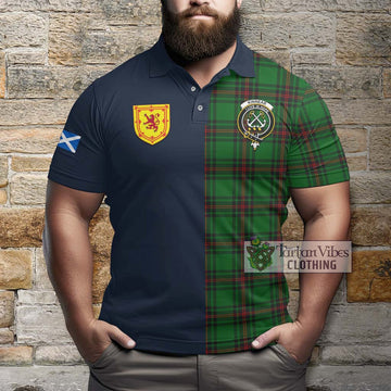 Kinnear Tartan Polo Shirt Alba with Scottish Lion Royal Arm Half Style