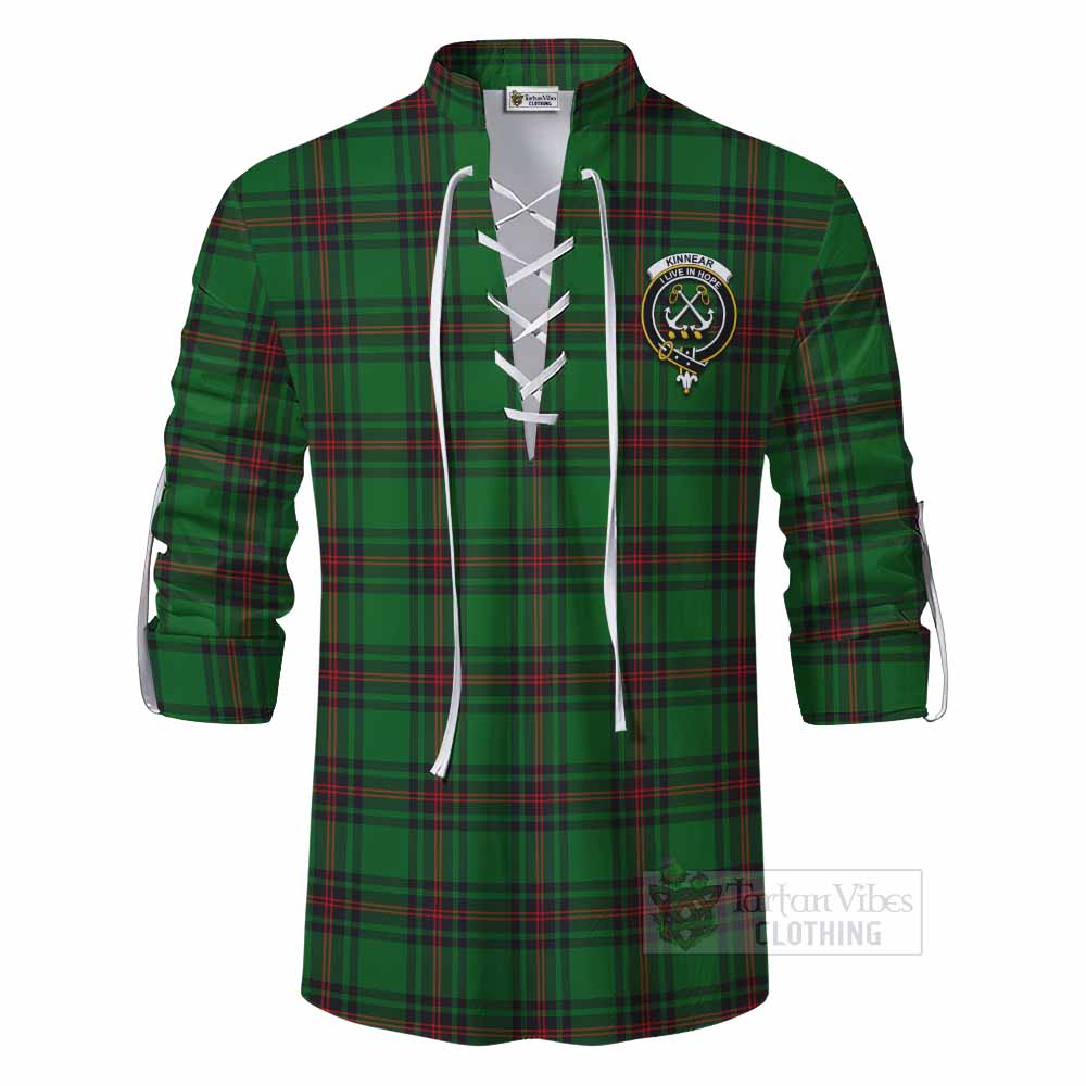 Tartan Vibes Clothing Kinnear Tartan Ghillie Kilt Shirt with Family Crest DNA In Me Style