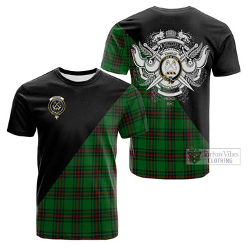 Tartan Vibes Clothing Kinnear Tartan Cotton T-shirt with Family Crest and Military Logo Style