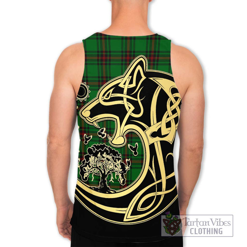 Kinnear Tartan Men's Tank Top with Family Crest Celtic Wolf Style - Tartan Vibes Clothing