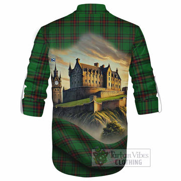 Tartan Vibes Clothing Kinnear Tartan Family Crest Ghillie Kilt Shirt with Scottish Ancient Castle Style