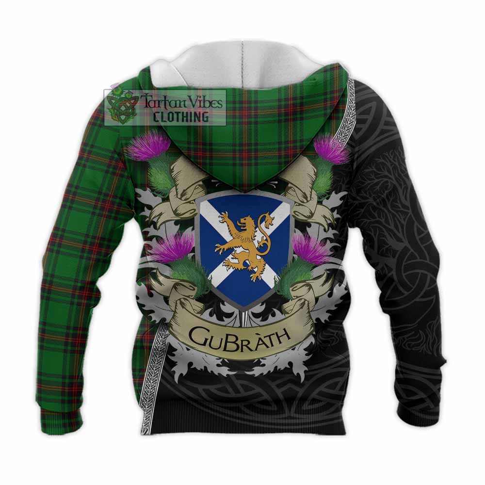 Tartan Vibes Clothing Kinnear Tartan Family Crest Knitted Hoodie Lion Rampant Royal Thistle Shield Celtic Inspired