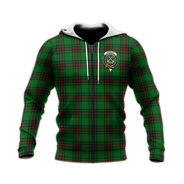 Kinnear Tartan Knitted Hoodie with Family Crest