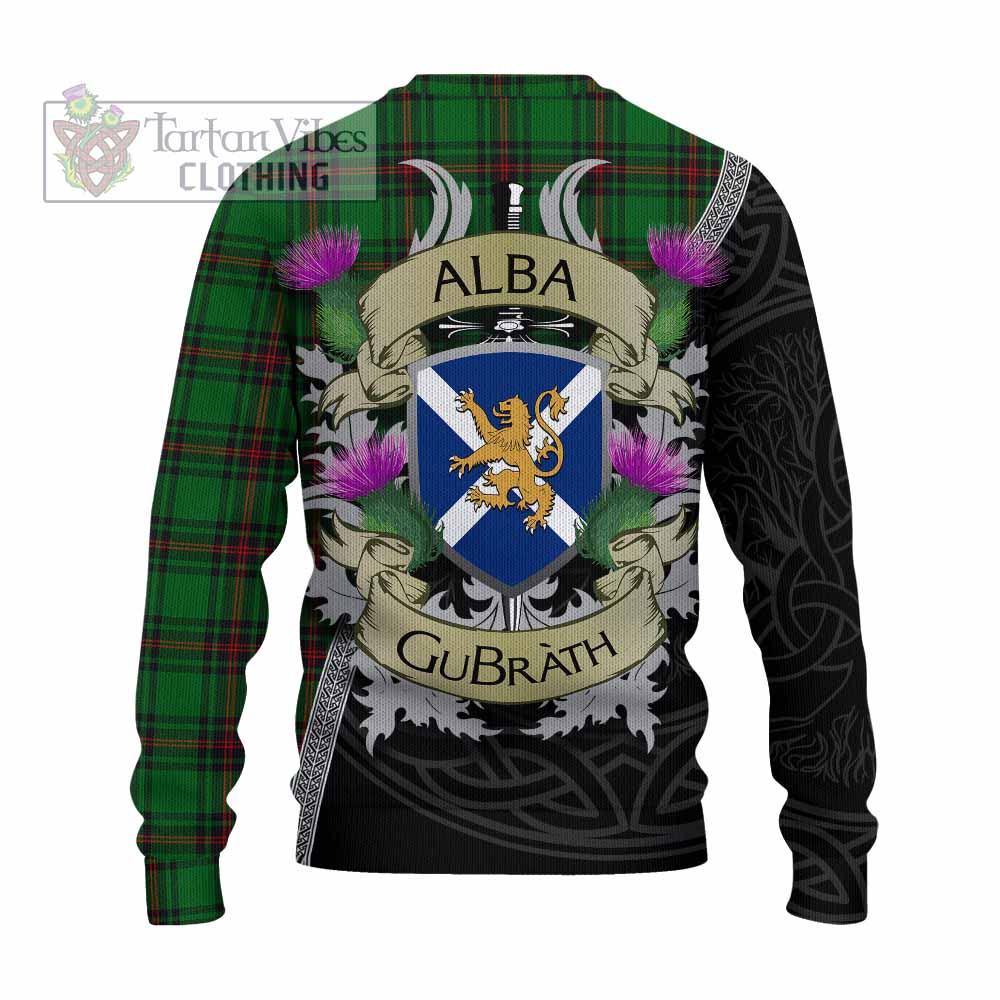 Tartan Vibes Clothing Kinnear Tartan Family Crest Knitted Sweater Lion Rampant Royal Thistle Shield Celtic Inspired