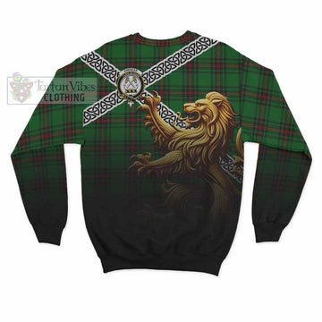 Kinnear Crest Tartan Sweatshirt with Golden Lion Emblem Celtic Style