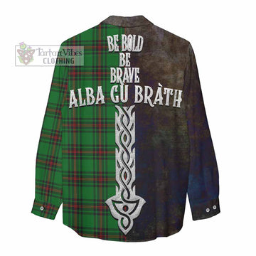 Kinnear Tartan Family Crest Women's Casual Shirt Alba Gu Brath Be Brave Lion Ancient Style