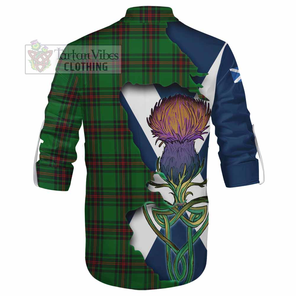 Tartan Vibes Clothing Kinnear Tartan Family Crest Ghillie Kilt Shirt Scottish Thistle Celtic Inspired