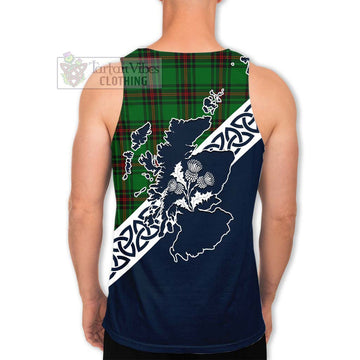 Tartan Vibes Clothing Kinnear Tartan Men's Tank Top Featuring Thistle and Scotland Map
