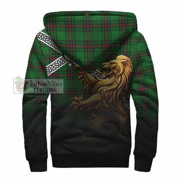 Kinnear Crest Tartan Sherpa Hoodie with Golden Lion Emblem Celtic Style