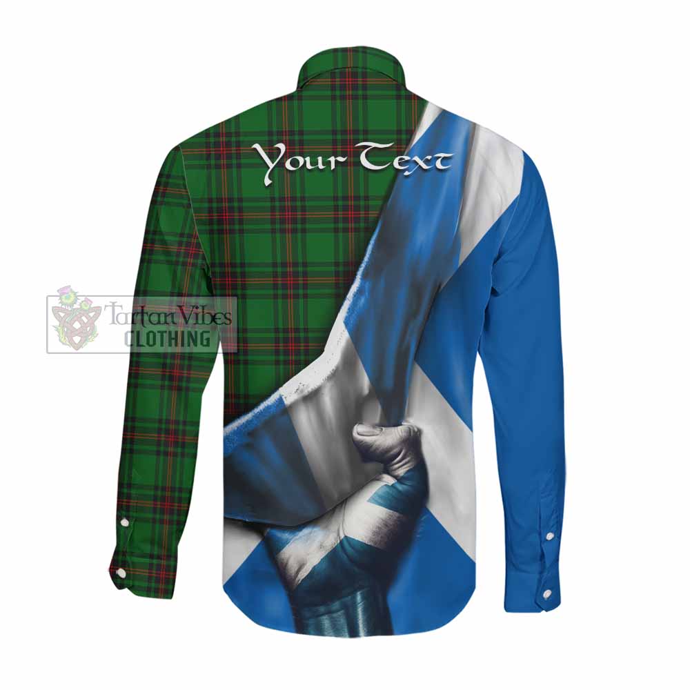 Tartan Vibes Clothing Kinnear Tartan Long Sleeve Button Shirt with Family Crest Scotland Patriotic Style
