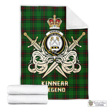 Kinnear Tartan Blanket with Clan Crest and the Golden Sword of Courageous Legacy