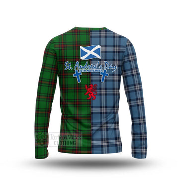 Tartan Vibes Clothing Kinnear Tartan Long Sleeve T-Shirt Happy St. Andrew's Day Half Tartan Style