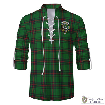 Tartan Vibes Clothing Kinnear Tartan Men's Scottish Traditional Jacobite Ghillie Kilt Shirt with Family Crest