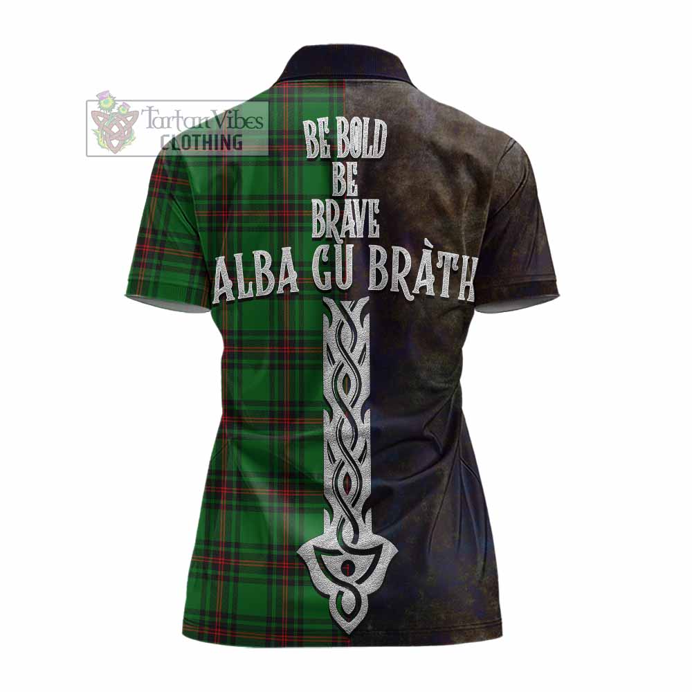 Tartan Vibes Clothing Kinnear Tartan Family Crest Women's Polo Shirt Alba Gu Brath Be Brave Lion Ancient Style