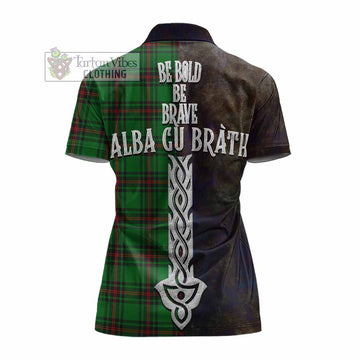 Kinnear Tartan Family Crest Women's Polo Shirt Alba Gu Brath Be Brave Lion Ancient Style