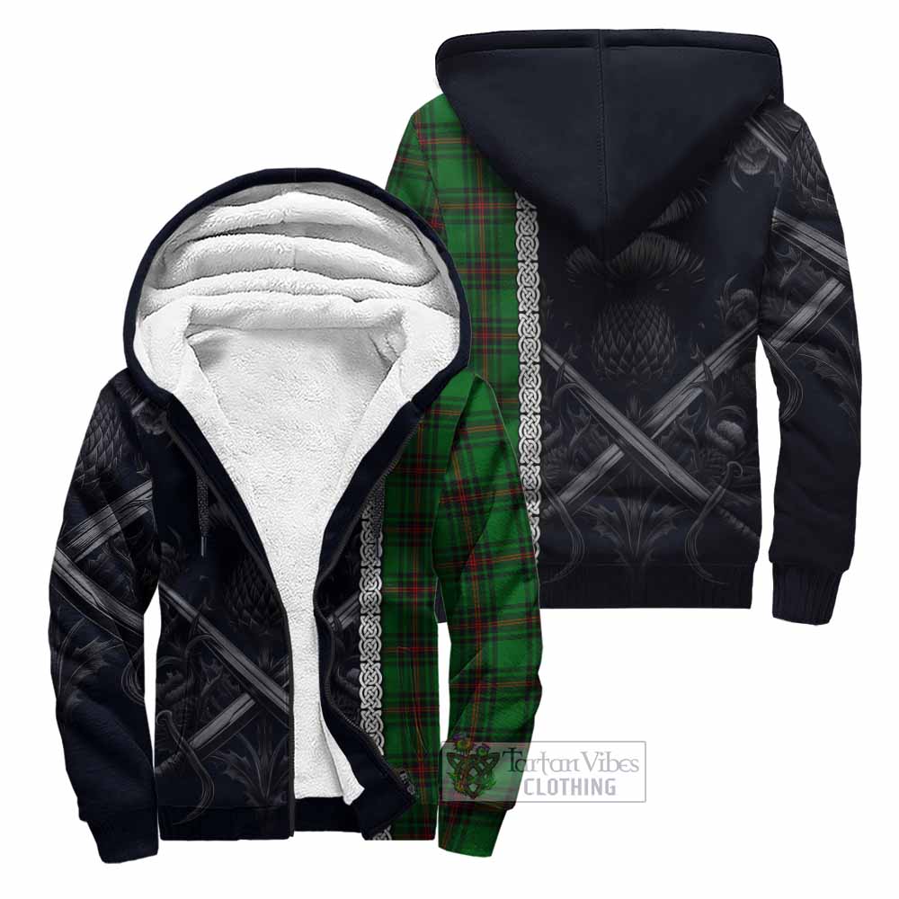 Tartan Vibes Clothing Kinnear Tartan Sherpa Hoodie with Family Crest Cross Sword Thistle Celtic Vibes