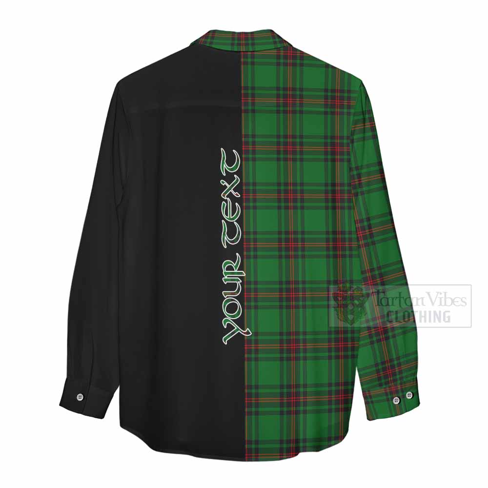 Tartan Vibes Clothing Kinnear Tartan Women's Casual Shirt with Family Crest and Half Of Me Style