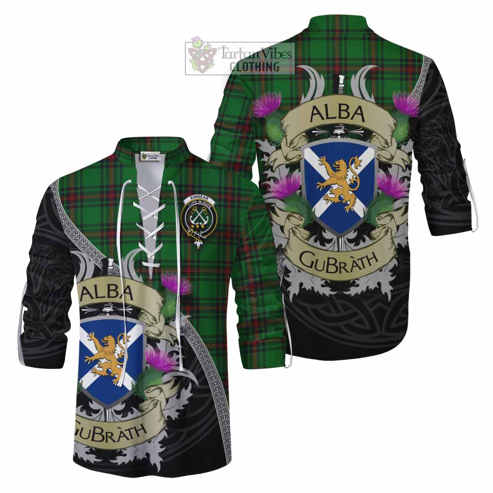 Tartan Vibes Clothing Kinnear Tartan Family Crest Ghillie Kilt Shirt Lion Rampant Royal Thistle Shield Celtic Inspired