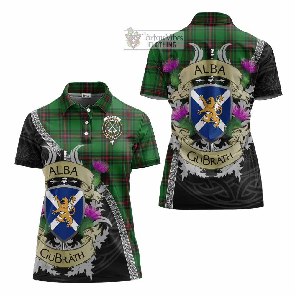 Tartan Vibes Clothing Kinnear Tartan Family Crest Women's Polo Shirt Lion Rampant Royal Thistle Shield Celtic Inspired