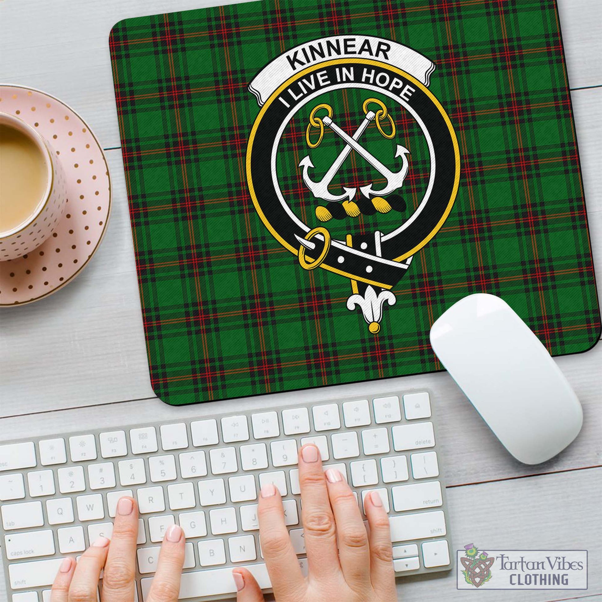 Tartan Vibes Clothing Kinnear Tartan Mouse Pad with Family Crest
