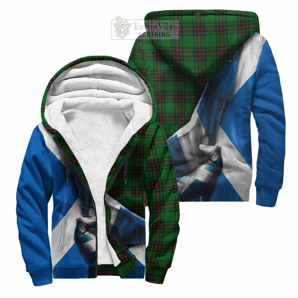 Tartan Vibes Clothing Kinnear Tartan Sherpa Hoodie with Family Crest Scotland Patriotic Style
