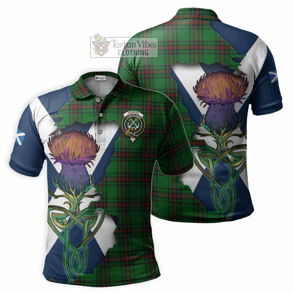 Tartan Vibes Clothing Kinnear Tartan Family Crest Polo Shirt Scottish Thistle Celtic Inspired