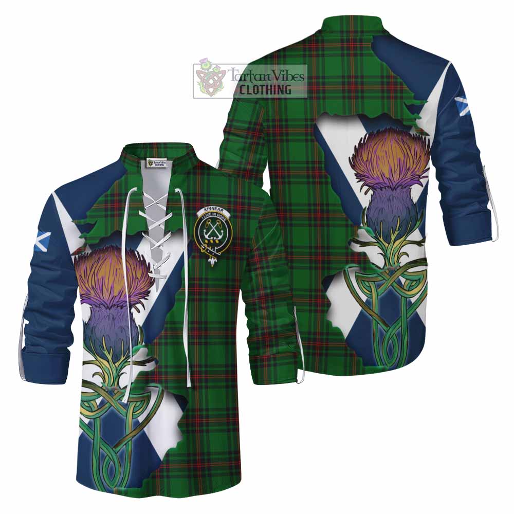Tartan Vibes Clothing Kinnear Tartan Family Crest Ghillie Kilt Shirt Scottish Thistle Celtic Inspired