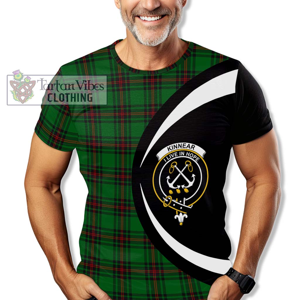 Kinnear Tartan T-Shirt with Family Crest Circle Style - Tartan Vibes Clothing