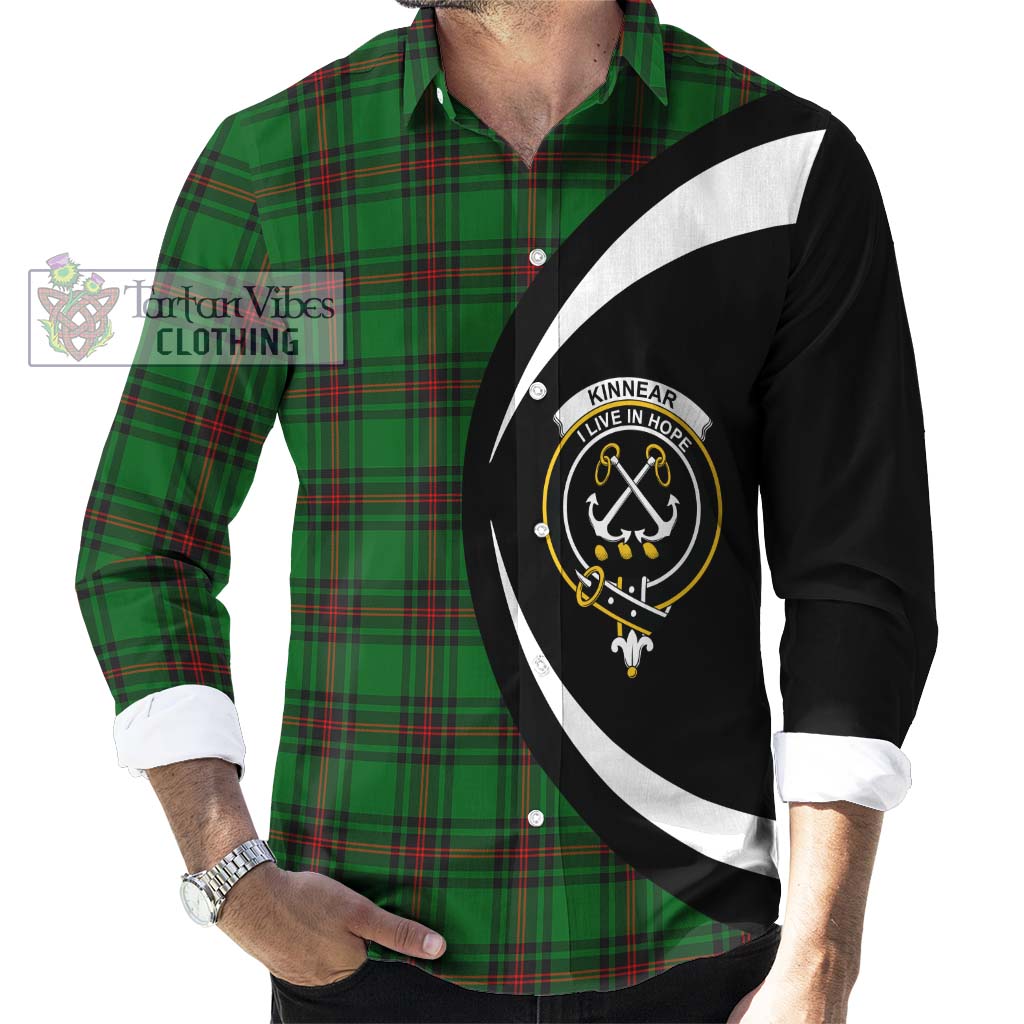 Kinnear Tartan Long Sleeve Button Up with Family Crest Circle Style - Tartan Vibes Clothing
