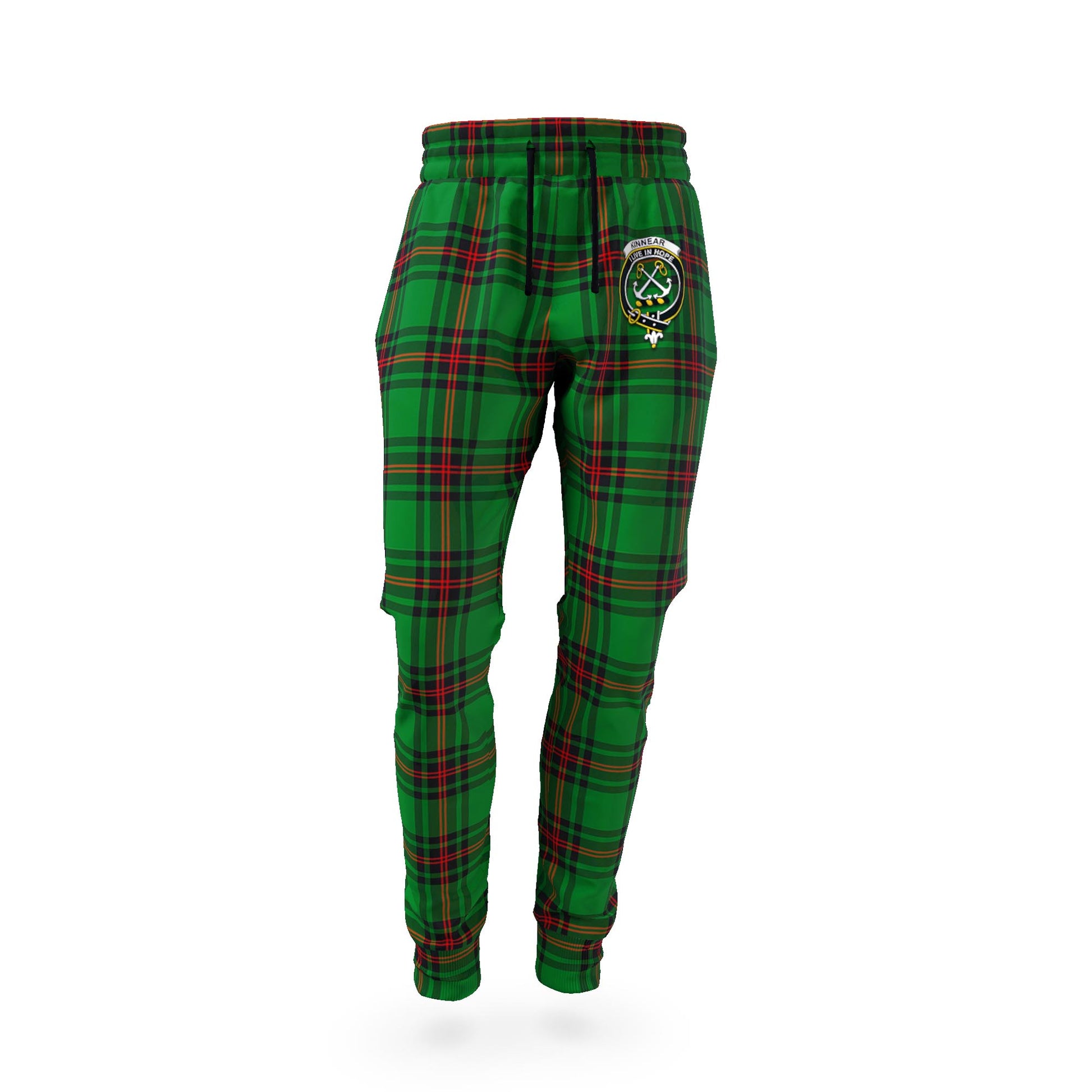 Kinnear Tartan Joggers Pants with Family Crest - Tartan Vibes Clothing