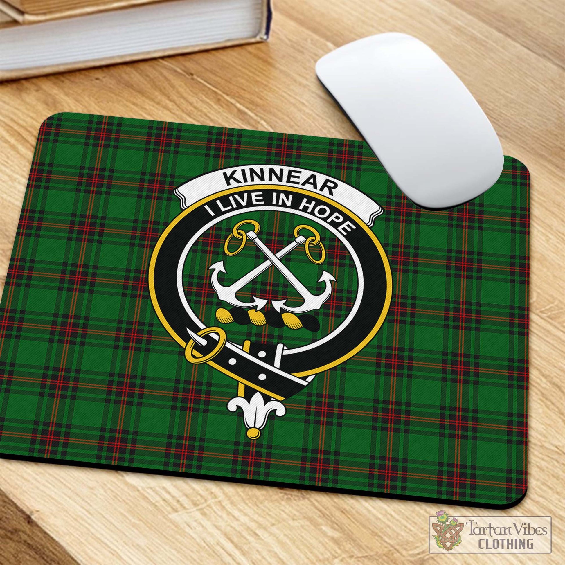 Tartan Vibes Clothing Kinnear Tartan Mouse Pad with Family Crest