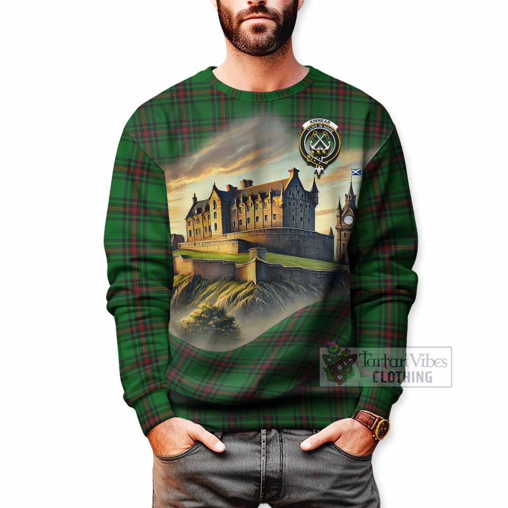 Tartan Vibes Clothing Kinnear Tartan Family Crest Sweatshirt with Scottish Ancient Castle Style