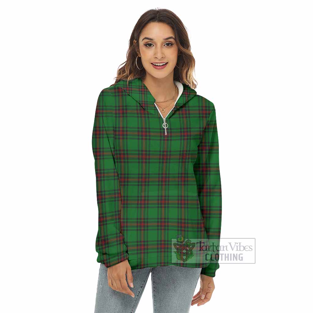 Tartan Vibes Clothing Kinnear Tartan Women's Borg  Half Zip Fleece Hoodie