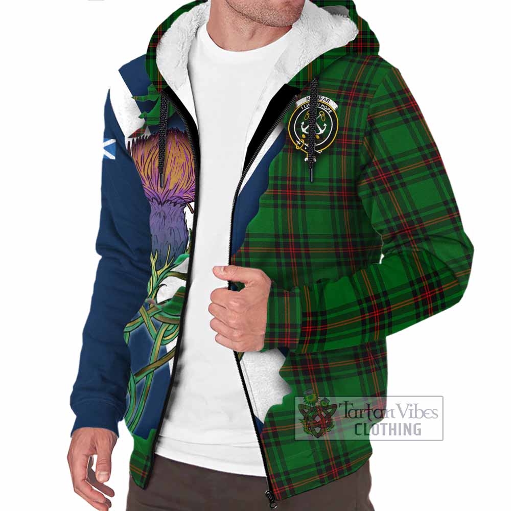 Tartan Vibes Clothing Kinnear Tartan Family Crest Sherpa Hoodie Scottish Thistle Celtic Inspired