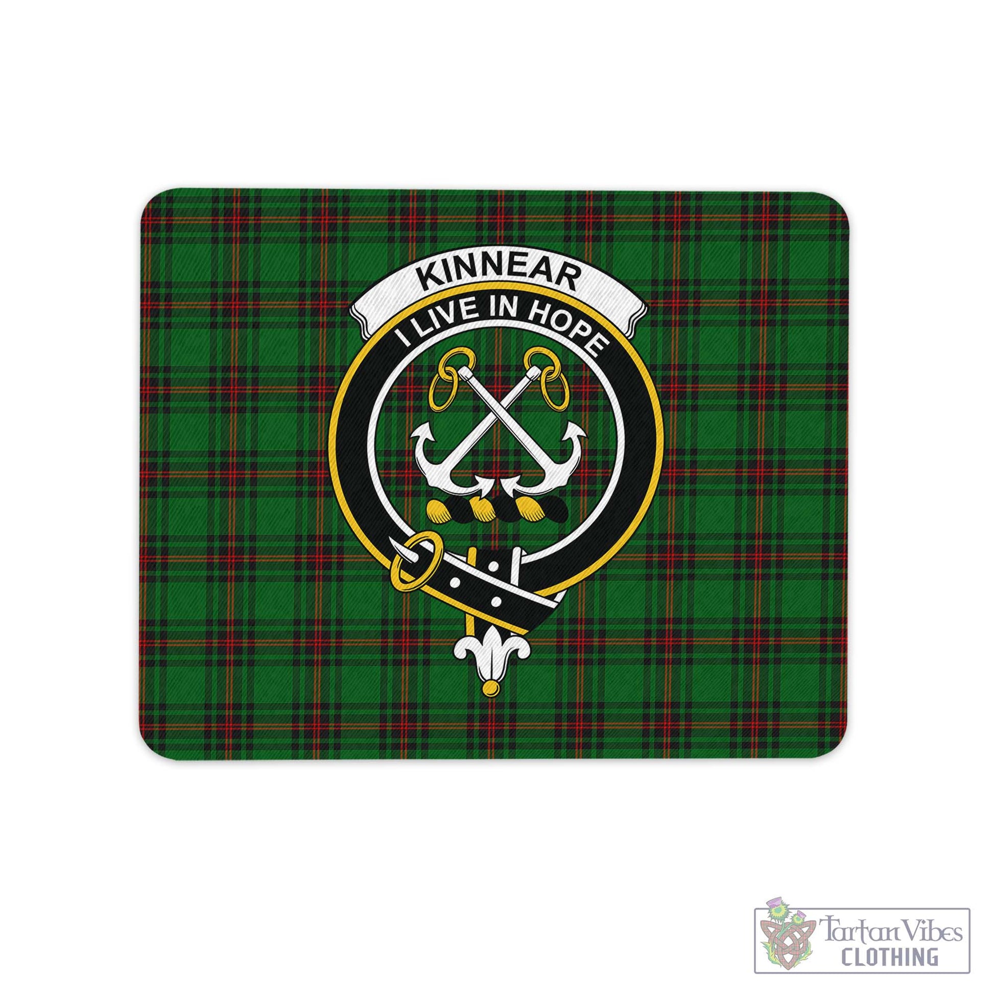 Tartan Vibes Clothing Kinnear Tartan Mouse Pad with Family Crest