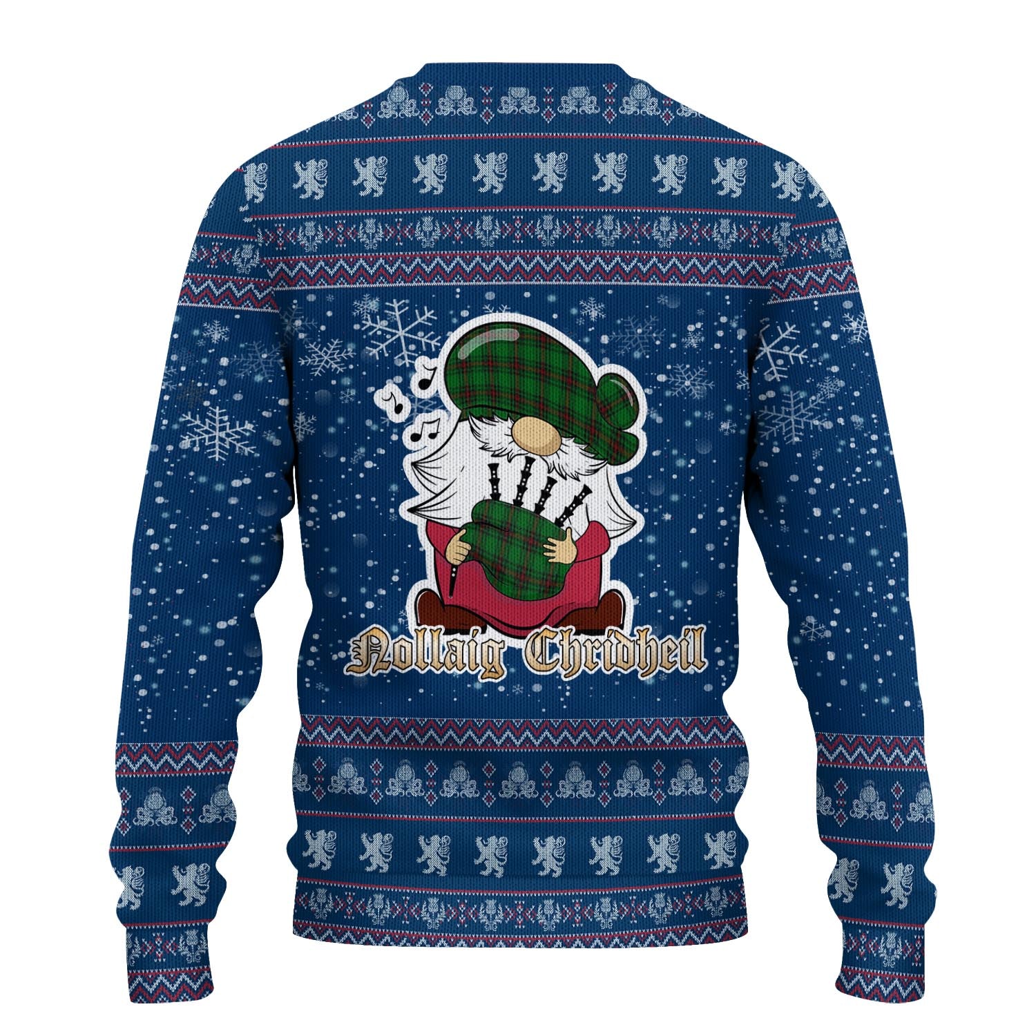 Kinnear Clan Christmas Family Knitted Sweater with Funny Gnome Playing Bagpipes - Tartanvibesclothing