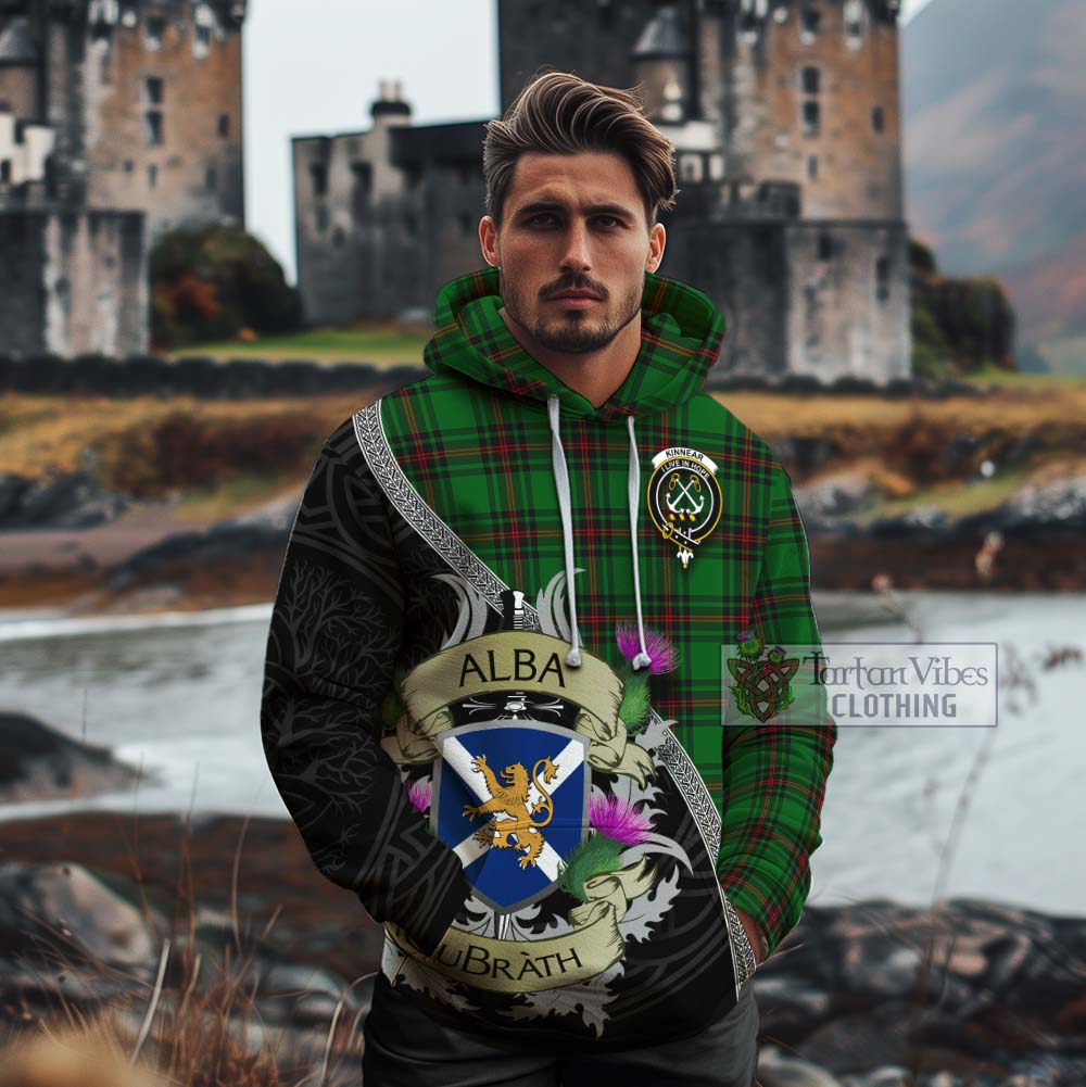 Tartan Vibes Clothing Kinnear Tartan Family Crest Cotton Hoodie Lion Rampant Royal Thistle Shield Celtic Inspired