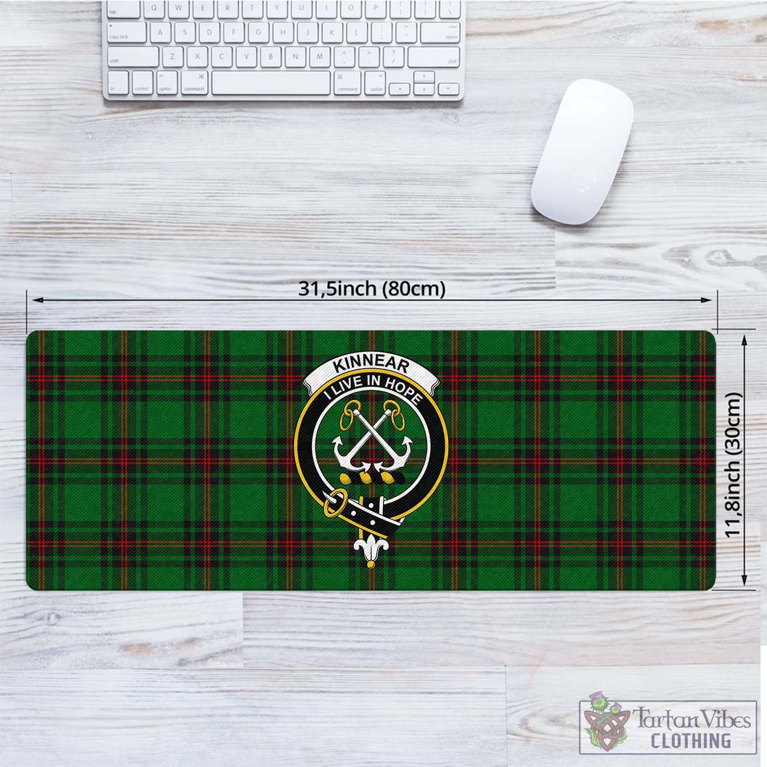Tartan Vibes Clothing Kinnear Tartan Mouse Pad with Family Crest