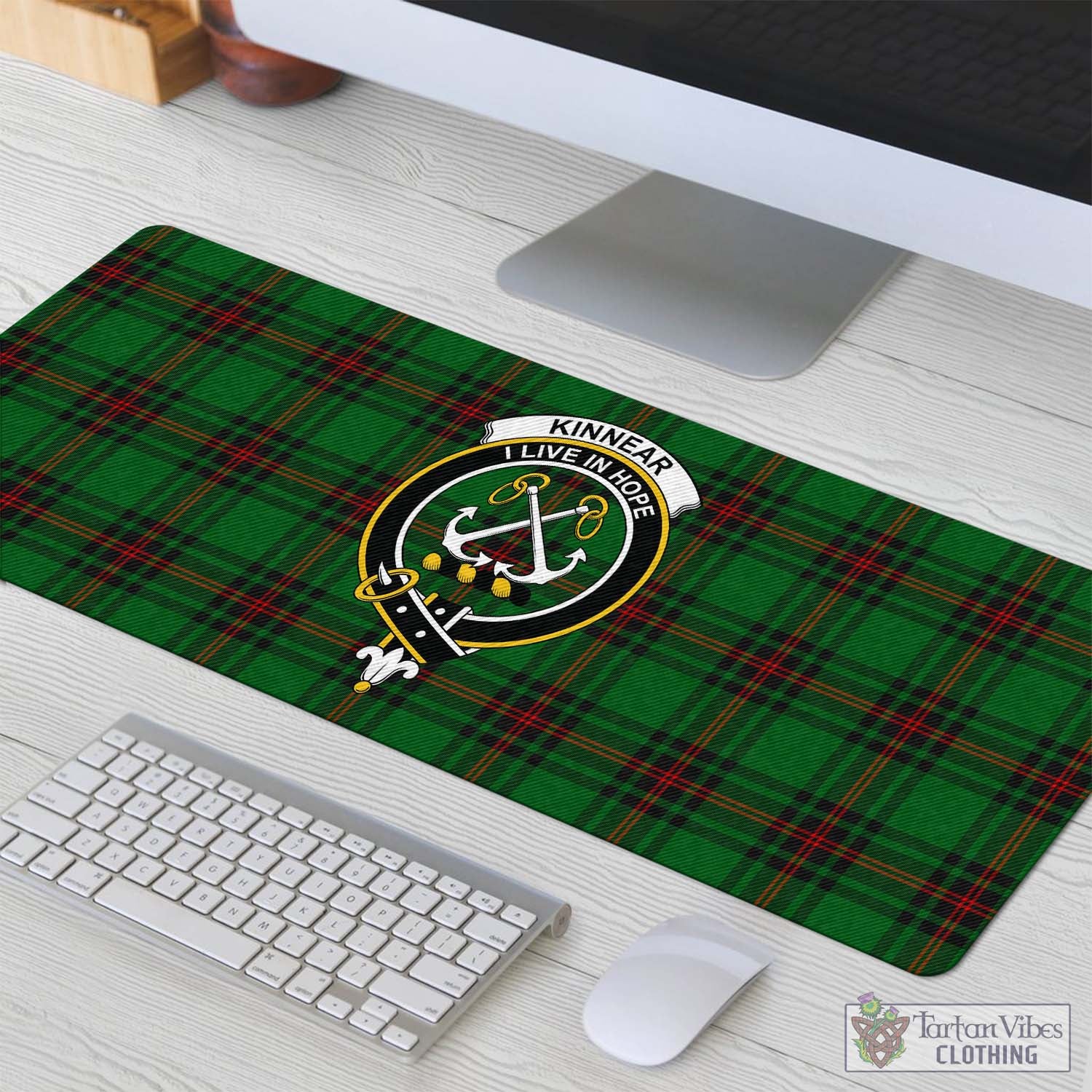 Tartan Vibes Clothing Kinnear Tartan Mouse Pad with Family Crest