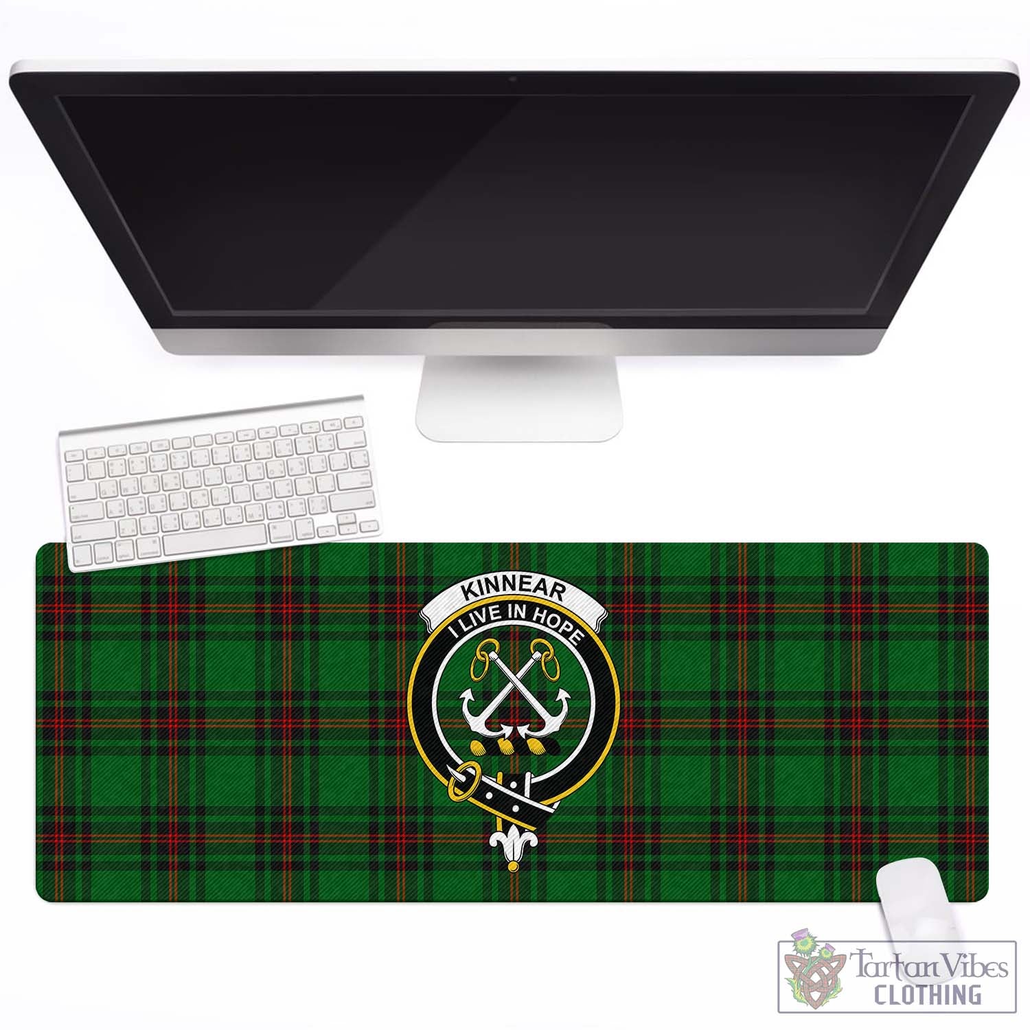 Tartan Vibes Clothing Kinnear Tartan Mouse Pad with Family Crest