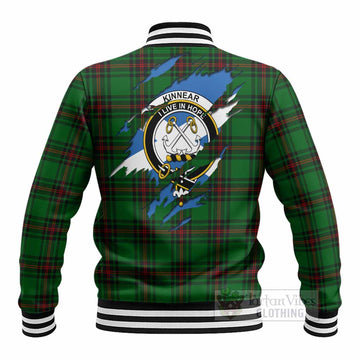 Kinnear Clan Crest In Me Tartan Baseball Jacket Scotland Flag Style